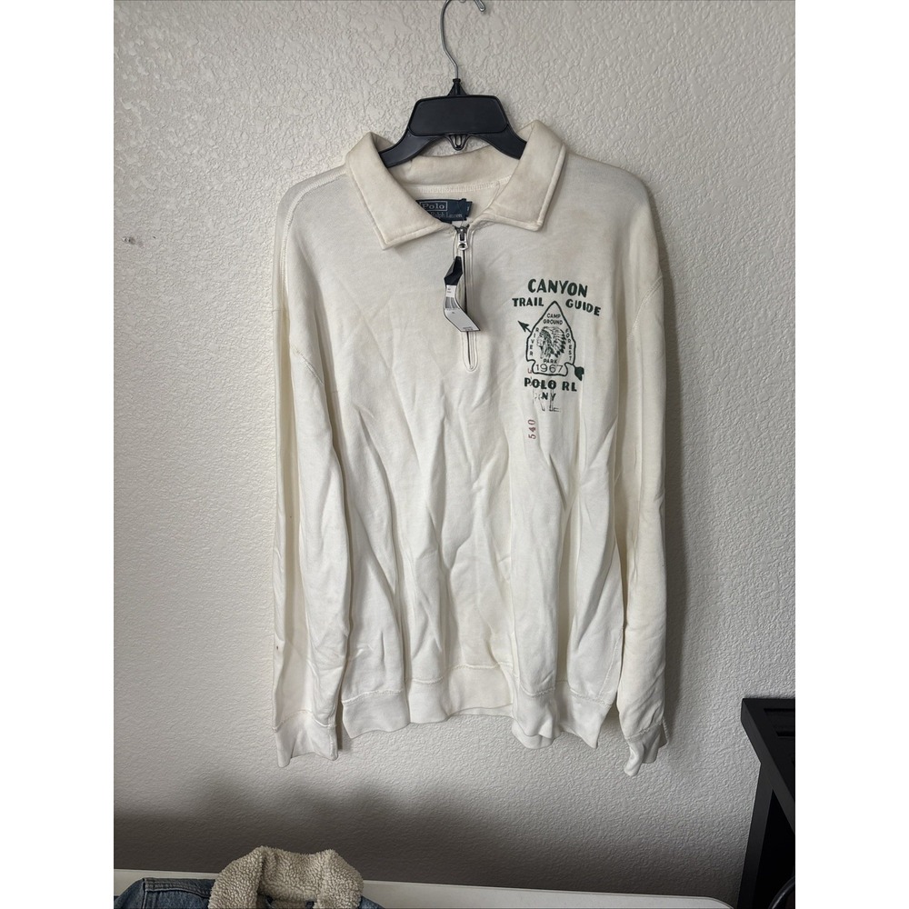 Polo Ralph Lauren Sweatshirt White Indian Chief Head Canyon‎ Trail Guide Camp XL